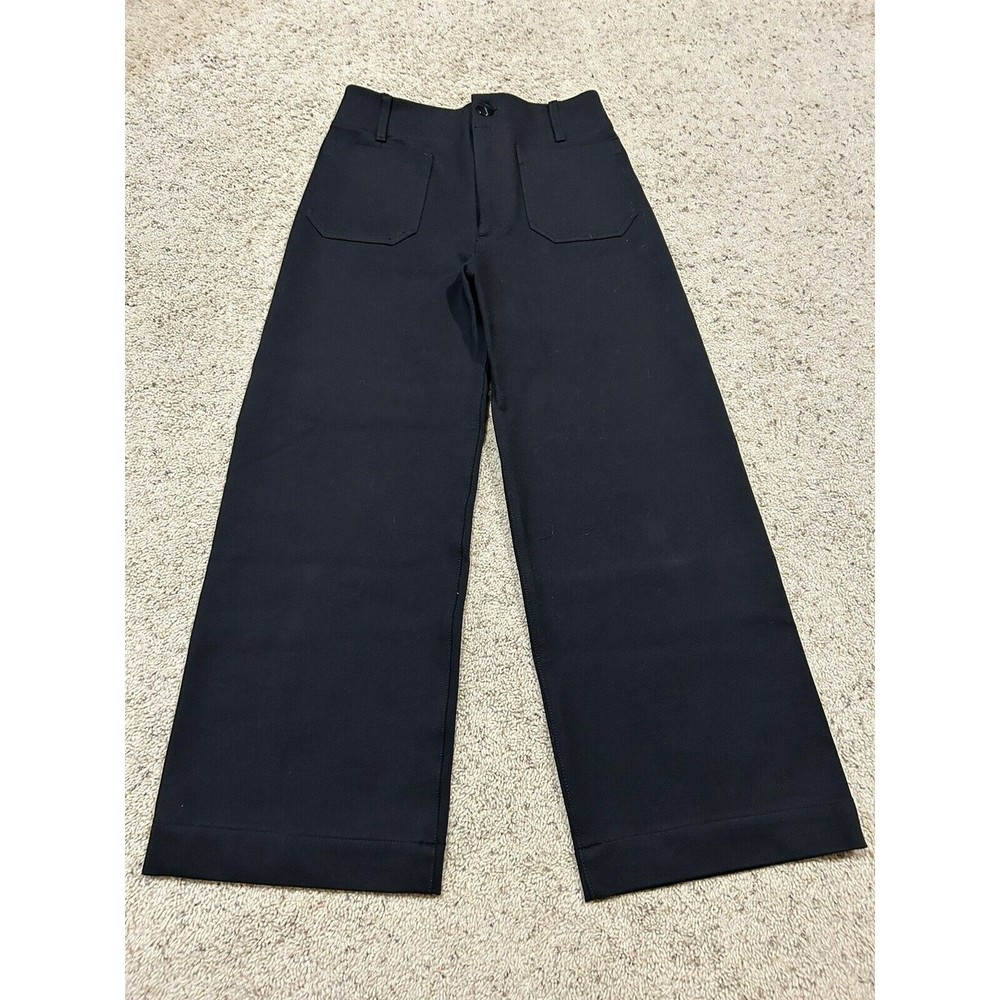 Anthropologie MAEVE size 28 The Colette Cropped WIDE LEG Pants BLACK Hi-Rise D23